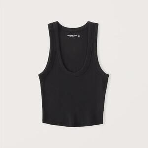 Abercrombie Ribbed Scoop Neck Tank Crop Black XS